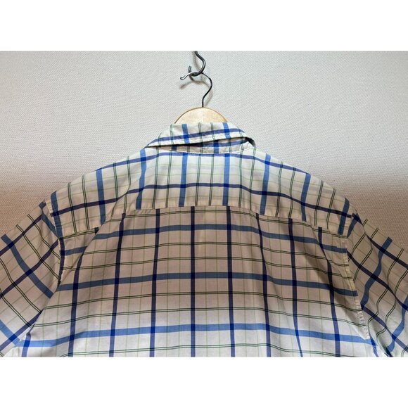 American Eagle Outfitters Plaid Button Up Shirt Mens L Blue Short Sleeve Casual - Picture 11 of 12